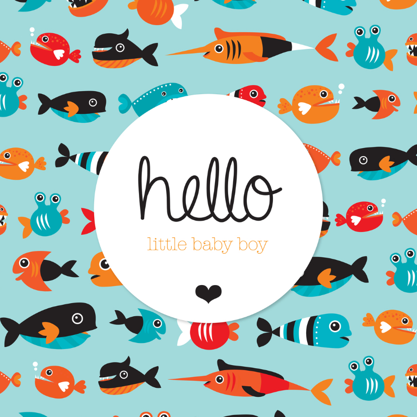 Lief visje baby boy geboorte - Geboortekaartjes Geboortekaartjes - Lief visje baby boy geboorte