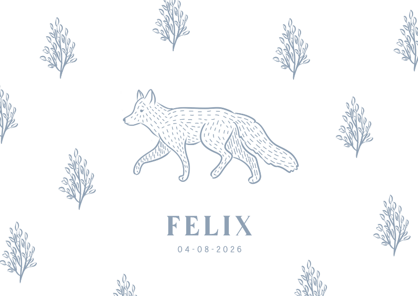 Lief wit geboortekaartje met illustratie van vosje jongen - Geboortekaartjes Geboortekaartjes - Lief wit geboortekaartje met illustratie van vosje jongen