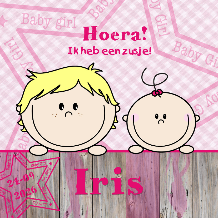 Meisje geboren GROTE BROER - Geboortekaartjes Geboortekaartjes - Meisje geboren GROTE BROER