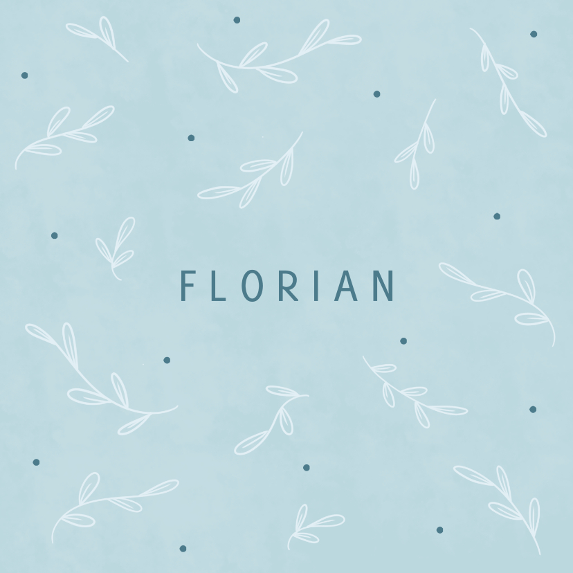 Minimalistisch blauw geboortekaartje botanische takjes - Geboortekaartjes Geboortekaartjes - Minimalistisch blauw geboortekaartje botanische takjes