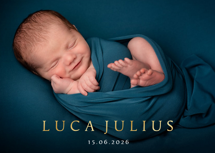 Geboortekaartjes - Minimalistisch geboortekaartje stijlvolle grote foto 