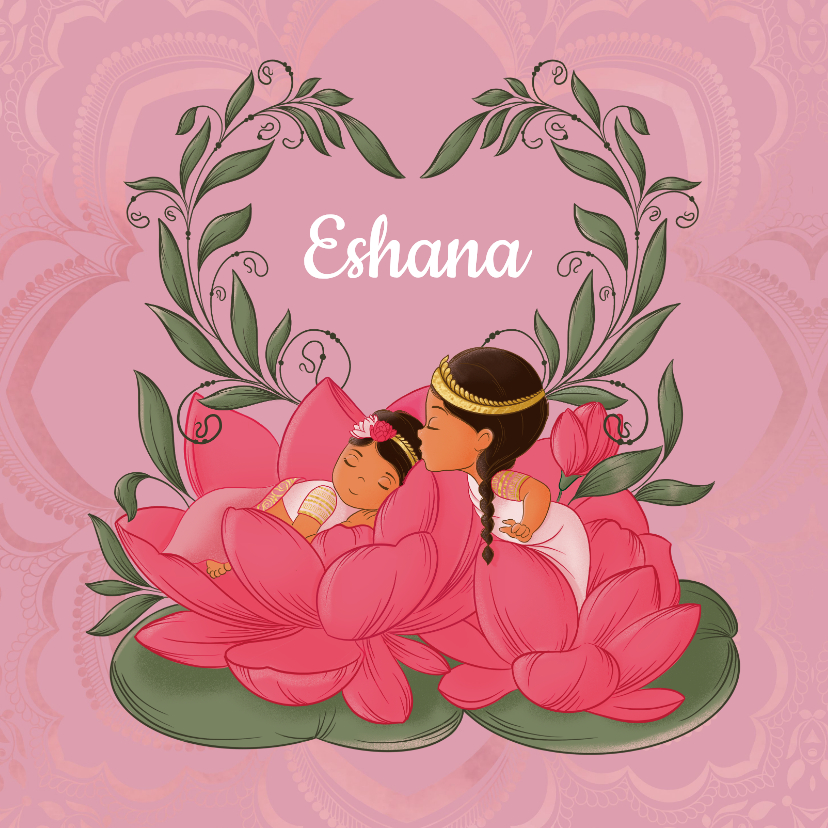 Geboortekaartjes - Multicultureel geboortekaartje zusjes 