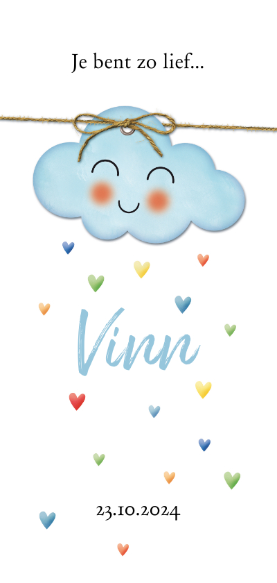 Op een blauwe wolk hartjes regen geboorte dubbel - Geboortekaartjes Geboortekaartjes - Op een blauwe wolk hartjes regen geboorte dubbel