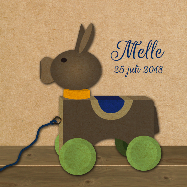 retro houten ezeltje - Geboortekaartjes Geboortekaartjes - retro houten ezeltje