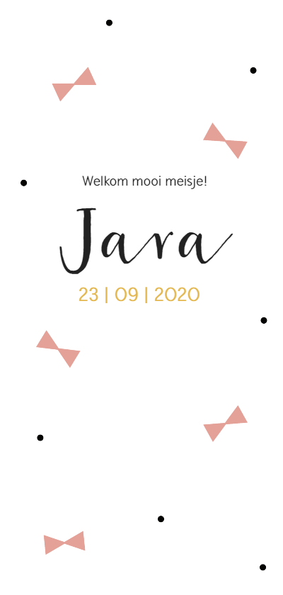 Roze strikjes en stipjes - Geboortekaartjes Geboortekaartjes - Roze strikjes en stipjes