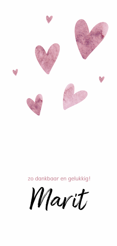 Roze waterverf hartjes - Geboortekaartjes Geboortekaartjes - Roze waterverf hartjes