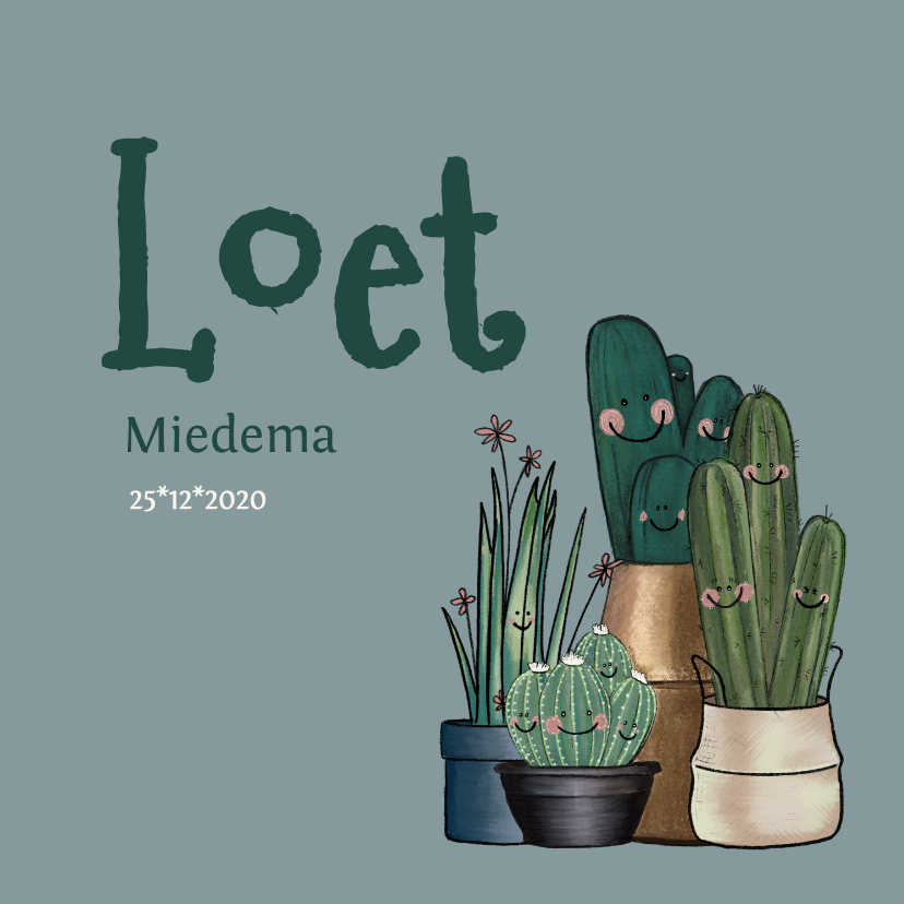 Schattig neutraal geboortekaartje met cactussen - Geboortekaartjes Geboortekaartjes - Schattig neutraal geboortekaartje met cactussen