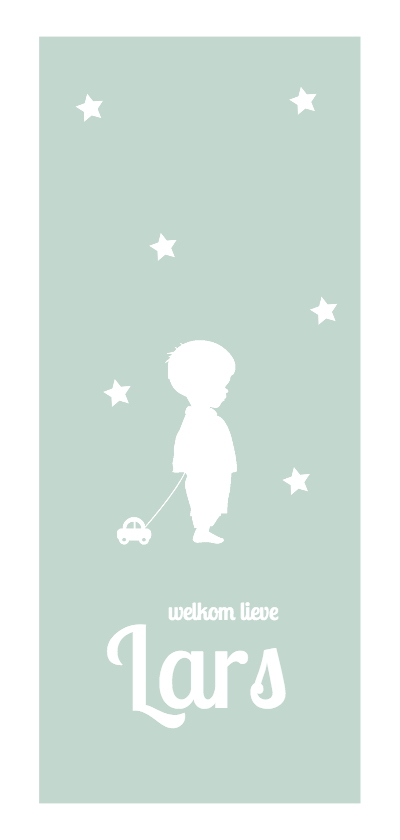 Silhouet kaartje jongen met autootje - Geboortekaartjes Geboortekaartjes - Silhouet kaartje jongen met autootje