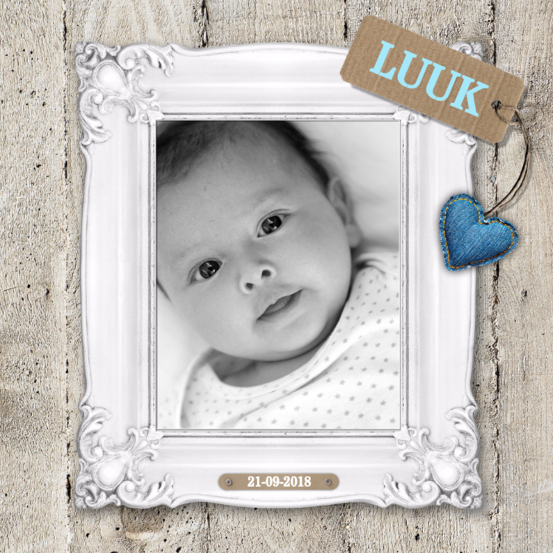 Steigerhout Fotolijst Jongen - Geboortekaartjes Geboortekaartjes - Steigerhout Fotolijst Jongen