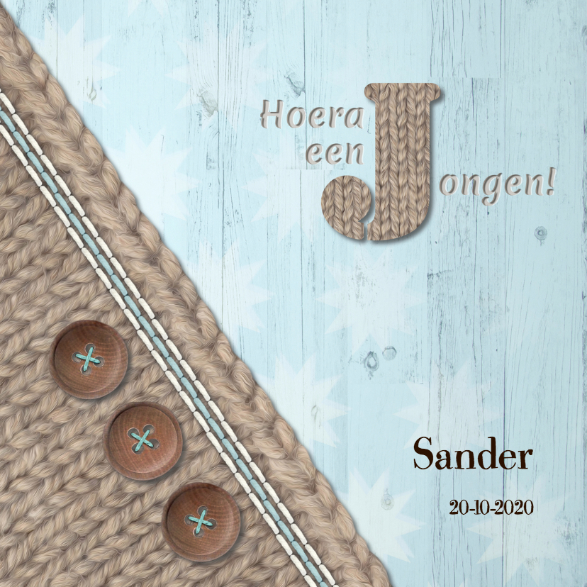 Stoer breiwerk -jongen- - Geboortekaartjes Geboortekaartjes - Stoer breiwerk -jongen-