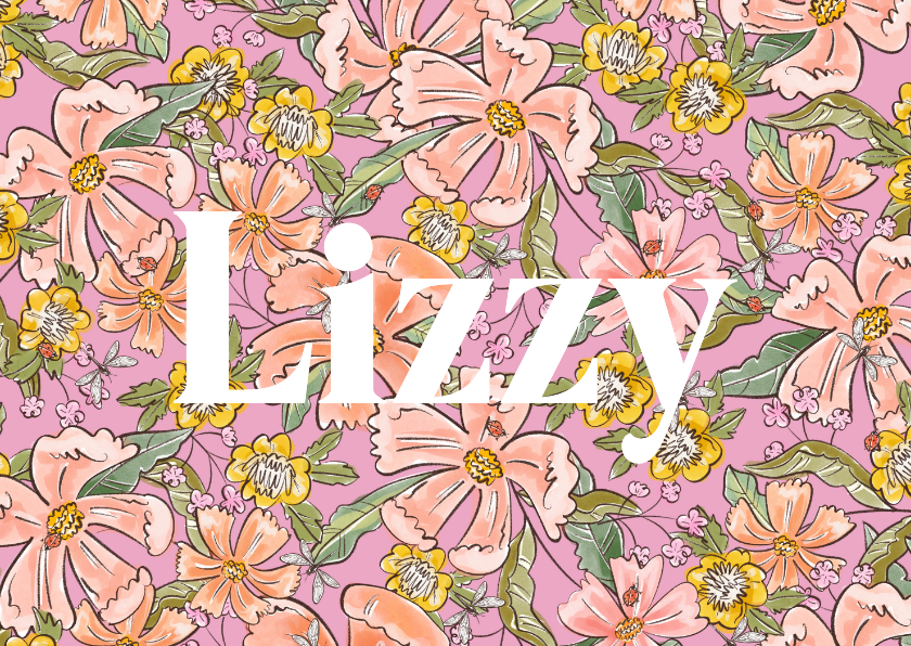 Trendy geboortekaartje floral kleurrijke bloemen libelle - Geboortekaartjes Geboortekaartjes - Trendy geboortekaartje floral kleurrijke bloemen libelle