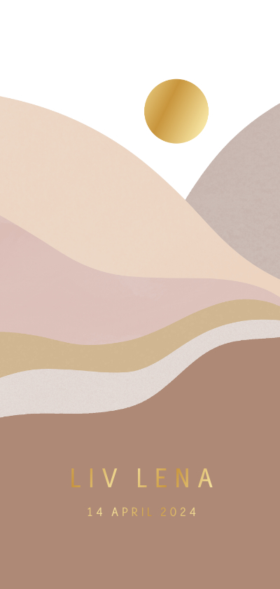 Trendy geboortekaartje gouden zon abstract landschap - Geboortekaartjes Geboortekaartjes - Trendy geboortekaartje gouden zon abstract landschap