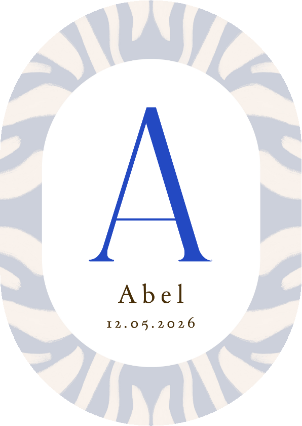 Trendy geboortekaartje initiaal streeppattroon blauw - Geboortekaartjes Geboortekaartjes - Trendy geboortekaartje initiaal streeppattroon blauw