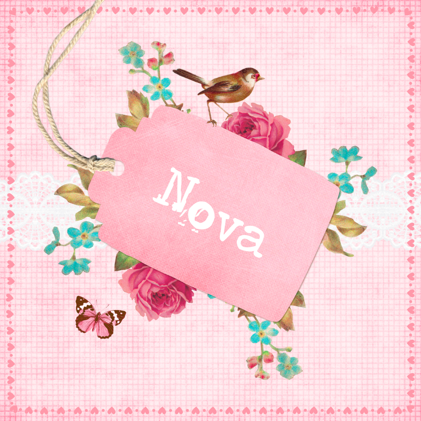 Vintage Geboortekaartje Nova - Geboortekaartjes Geboortekaartjes - Vintage Geboortekaartje Nova