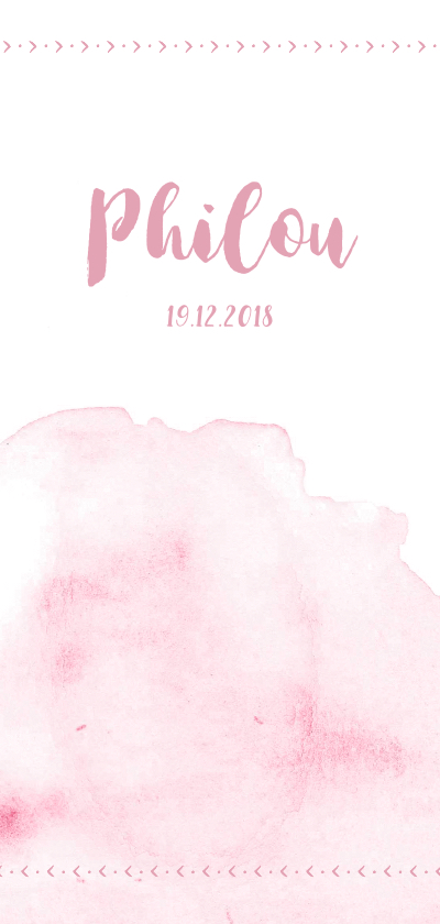Watercolor geboortekaartje in het roze - Geboortekaartjes Geboortekaartjes - Watercolor geboortekaartje in het roze