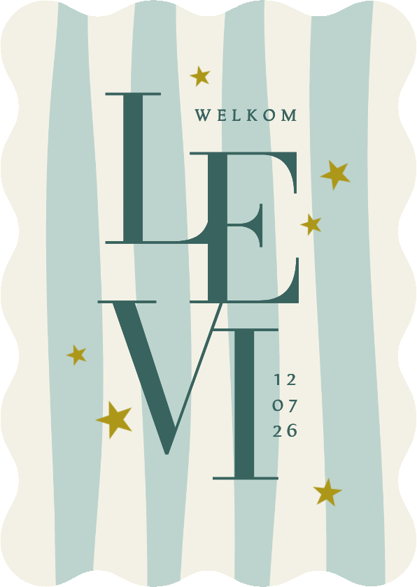 Geboortekaartjes - Wave geboortekaartje stijlvol gestreept grafisch sterren