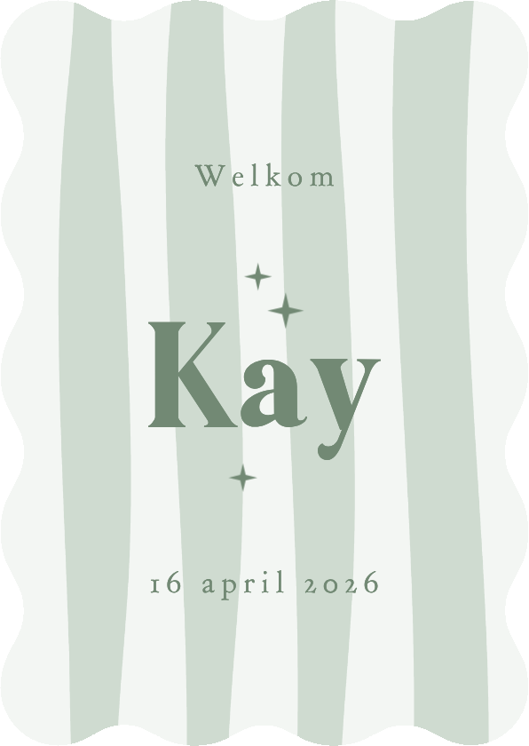 Wave geboortekaartje stoer gestreept sterretjes groen - Geboortekaartjes Geboortekaartjes - Wave geboortekaartje stoer gestreept sterretjes groen
