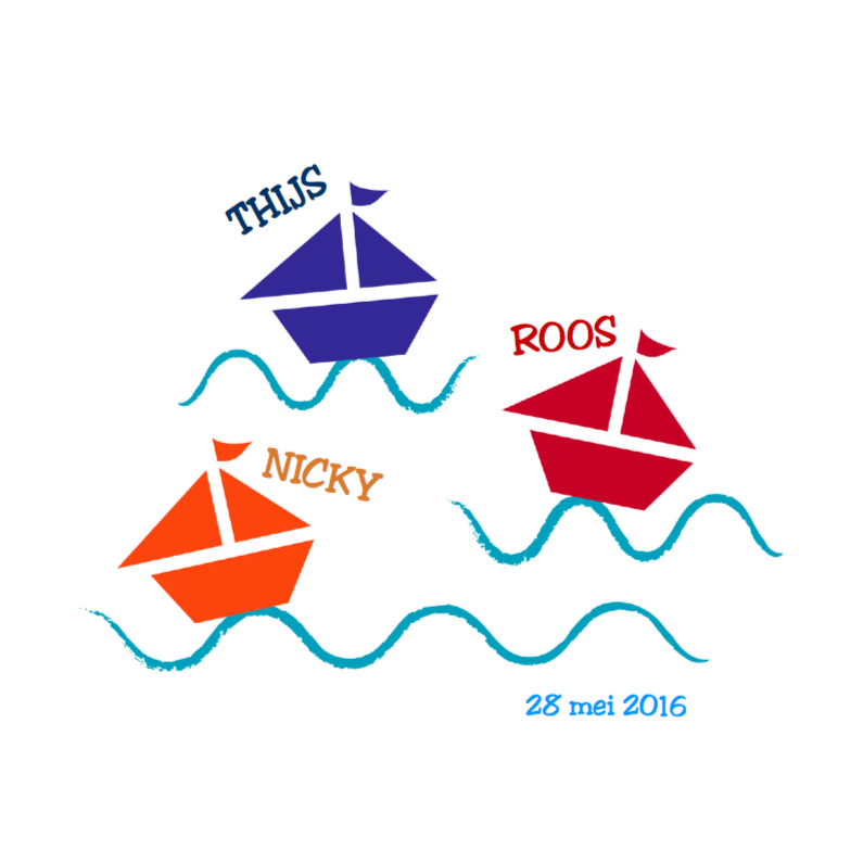 Zeilbootjes water drieling - Geboortekaartjes Geboortekaartjes - Zeilbootjes water drieling