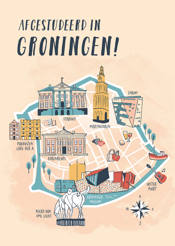 Geslaagd kaarten - Afgestudeerd in Groningen plattegrond