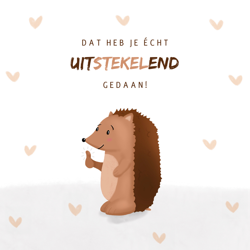 Geslaagd kaarten - Algemene felicitatiekaart voor geslaagden met egel