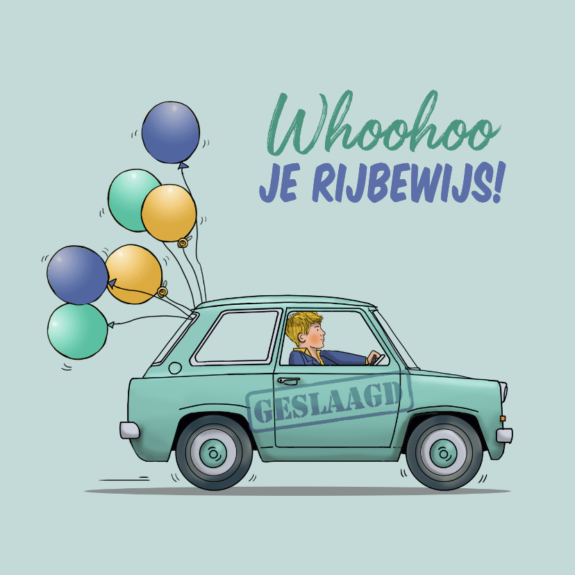 Geslaagd kaarten - Auto rijbewijs geslaagd groen