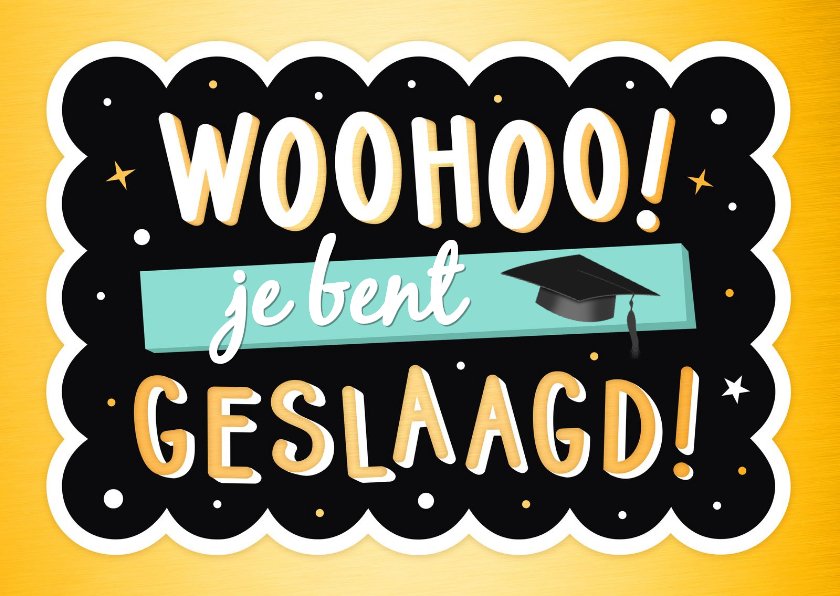 Geslaagd kaarten - Feestelijke felicitatiekaart geslaagd met sterretjes