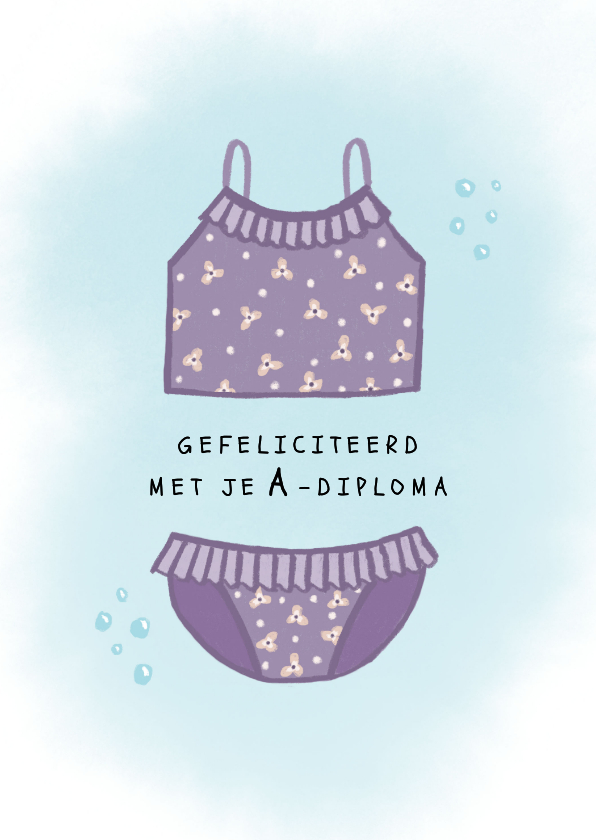 Felicitatie zwemdiploma bikini - Geslaagd kaarten Geslaagd kaarten - Felicitatie zwemdiploma bikini