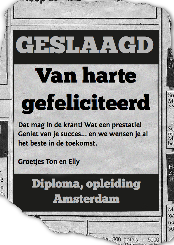 Felicitatiekaart - advertentie geslaagd - Geslaagd kaarten Geslaagd kaarten - Felicitatiekaart - advertentie geslaagd