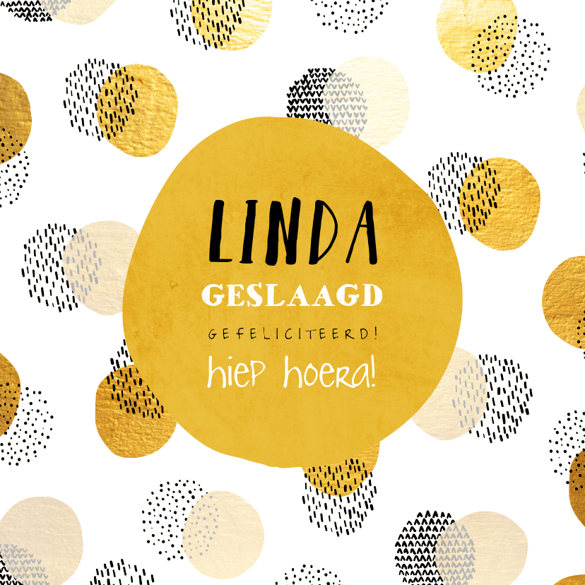 Geslaagd kaarten - Felicitatiekaart geslaagd met gouden confetti