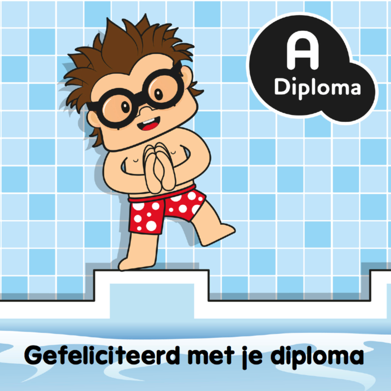 Felicitatiekaart jongen zwemdiploma 1 - Geslaagd kaarten Geslaagd kaarten - Felicitatiekaart jongen zwemdiploma 1