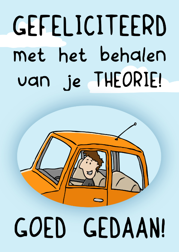 Geslaagd kaarten - Felicitatiekaart rijbewijs - theorie