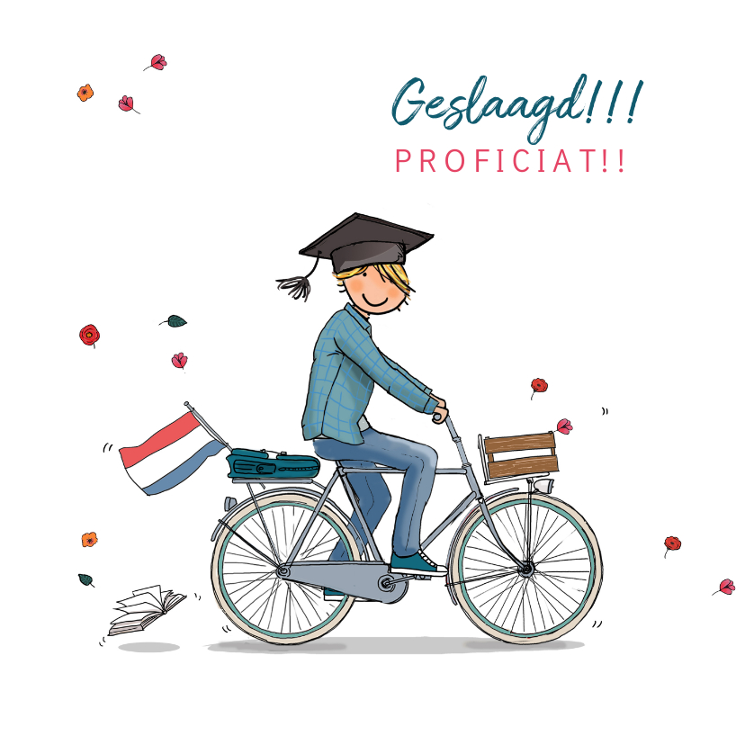 Fiets met vlag - Geslaagd kaarten Geslaagd kaarten - Fiets met vlag