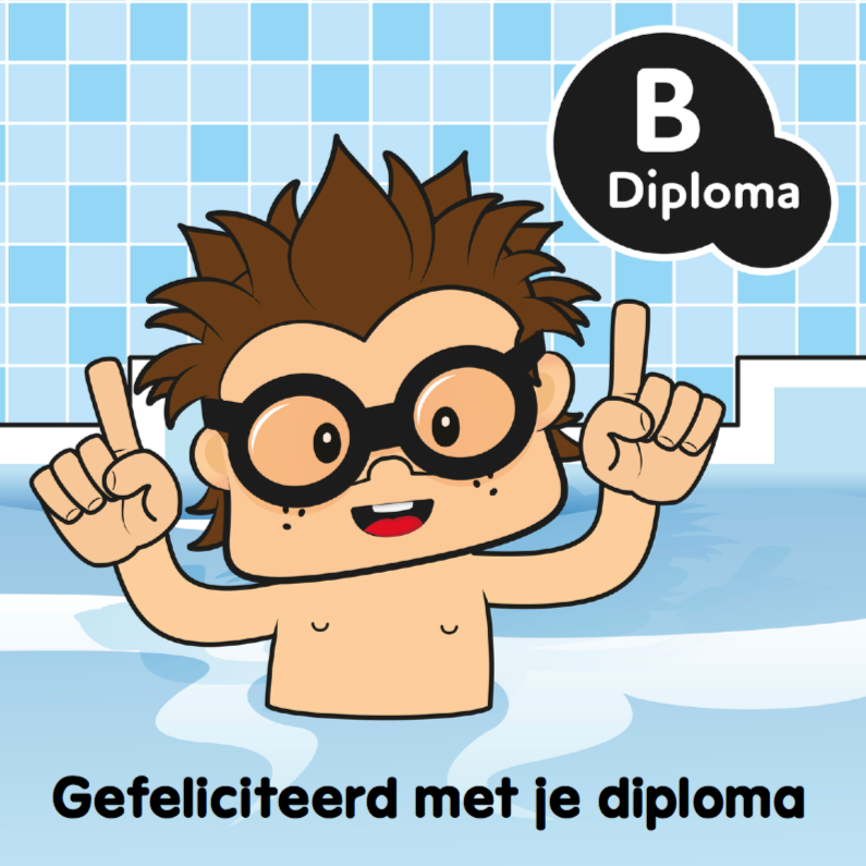 Gefeliciteerd jongen zwemdiploma 3 - Geslaagd kaarten Geslaagd kaarten - Gefeliciteerd jongen zwemdiploma 3