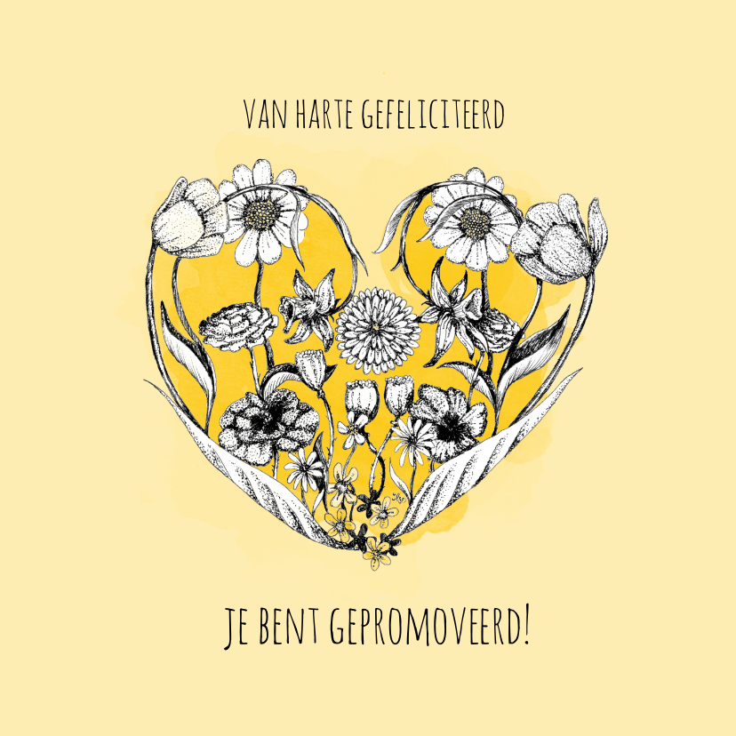 Geslaagd kaarten - Gefeliciteerd met deze pracht prestatie - Bloemen kaart 