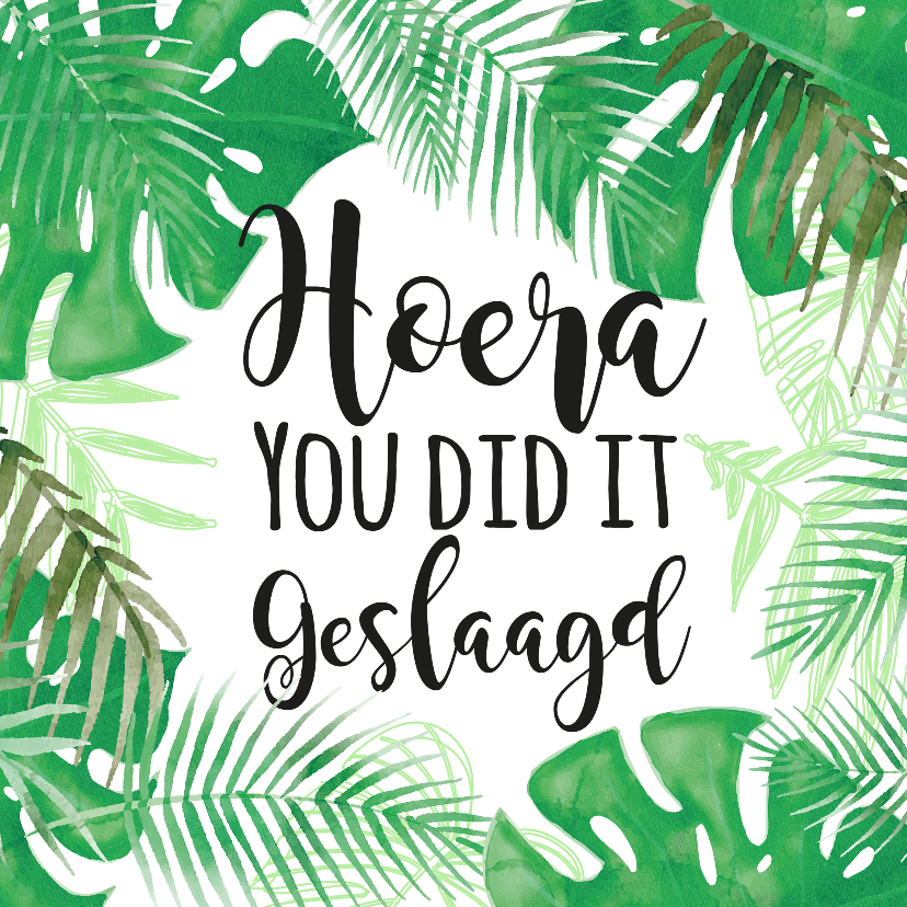 Geslaagd kaart blaadjes botanisch waterverf - Geslaagd kaarten Geslaagd kaarten - Geslaagd kaart blaadjes botanisch waterverf