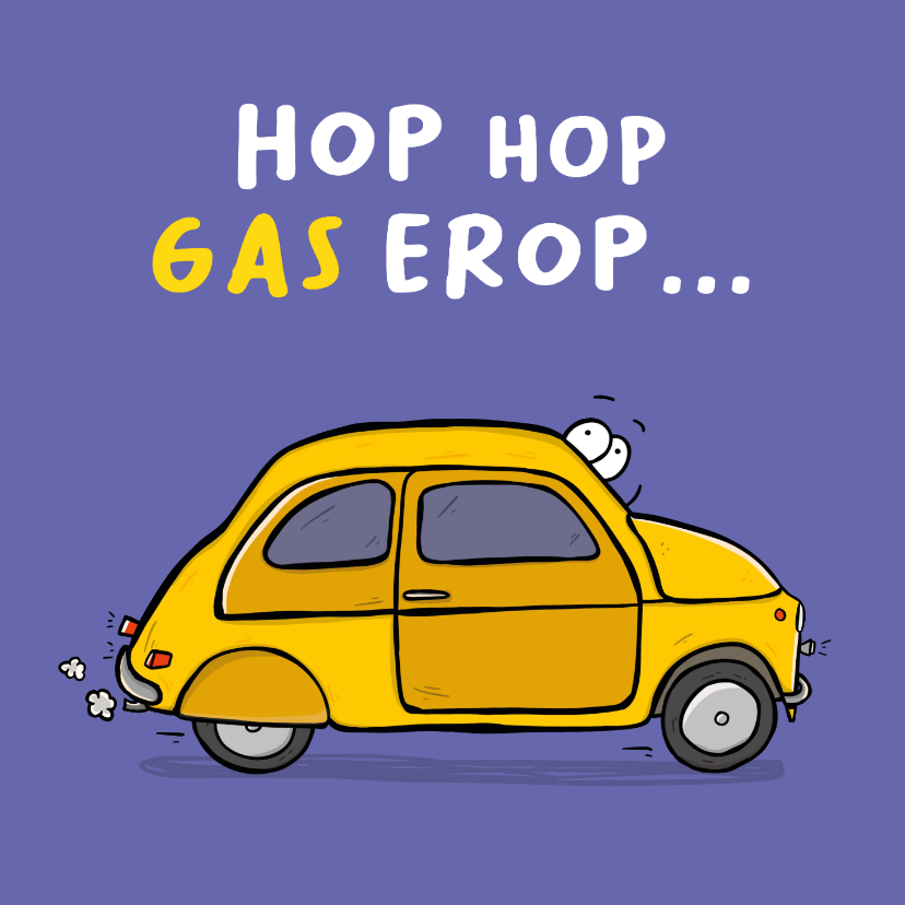 Geslaagd kaart 'Hop hop gas erop... Rijbewijs!' - Geslaagd kaarten Geslaagd kaarten - Geslaagd kaart 'Hop hop gas erop... Rijbewijs!'