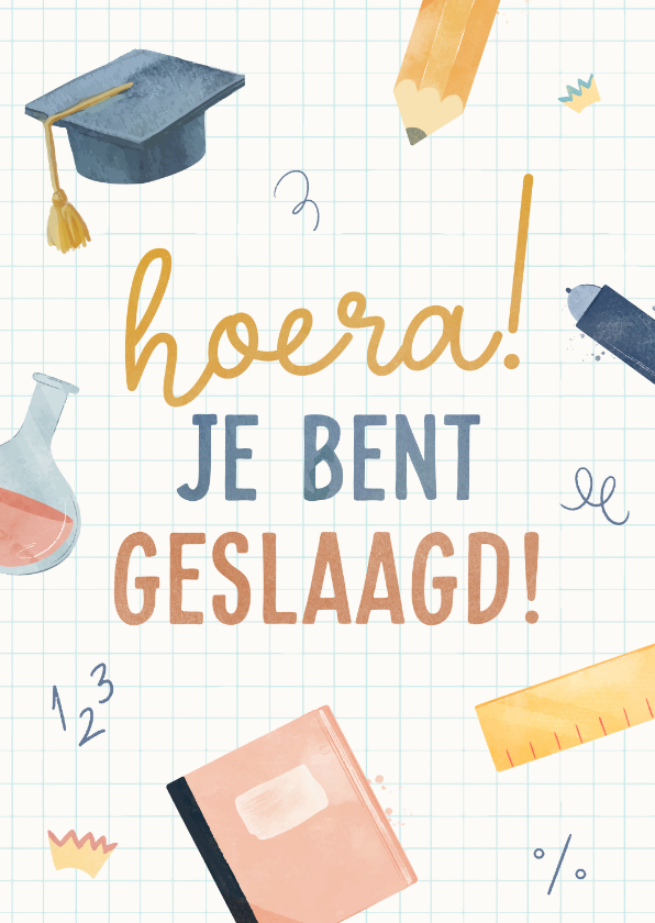 Geslaagd kaarten - Geslaagd kaart met kleurrijke tekst
