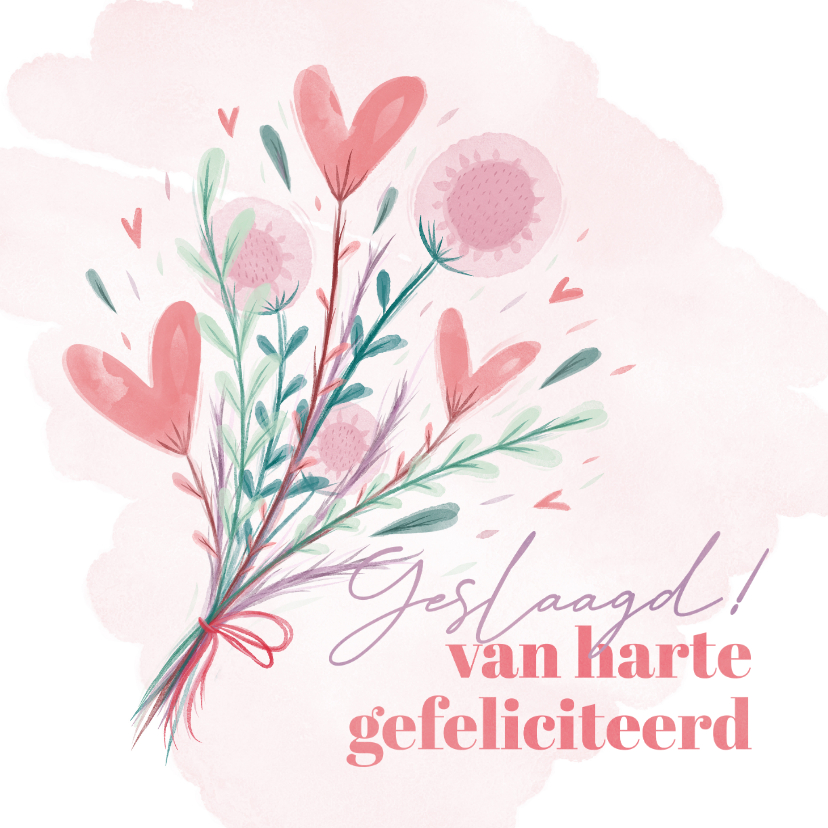 Geslaagd kaart met waterverf bloemen - Geslaagd kaarten Geslaagd kaarten - Geslaagd kaart met waterverf bloemen
