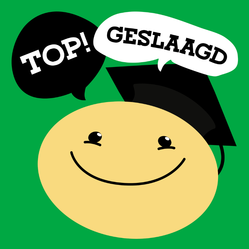 Geslaagd kaart smiley 2 - Geslaagd kaarten Geslaagd kaarten - Geslaagd kaart smiley 2
