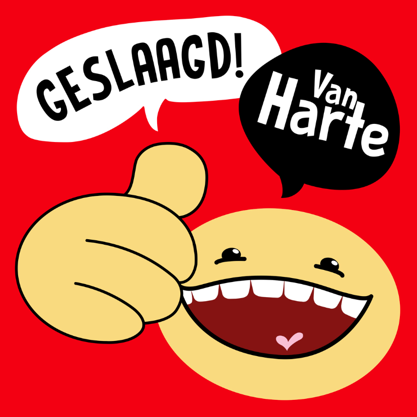 Geslaagd kaart smiley duim op - Geslaagd kaarten Geslaagd kaarten - Geslaagd kaart smiley duim op