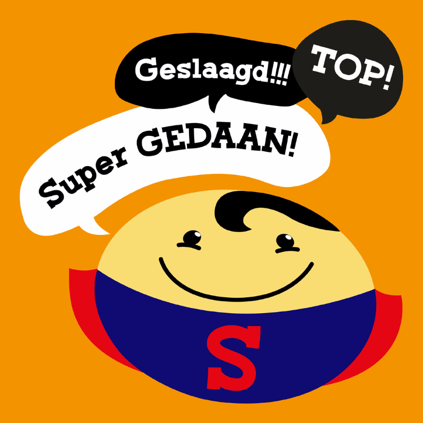 Geslaagd kaart Smiley superman - Geslaagd kaarten Geslaagd kaarten - Geslaagd kaart Smiley superman