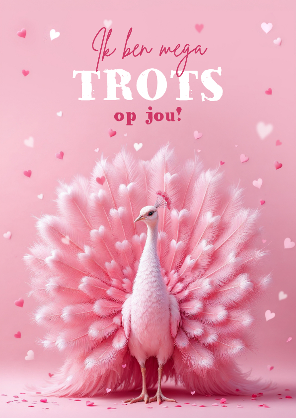 Geslaagd kaart trots als een pauw hartjes algemeen - Geslaagd kaarten Geslaagd kaarten - Geslaagd kaart trots als een pauw hartjes algemeen