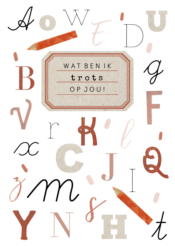 Geslaagd kaarten - Geslaagd kaart trots op jou potloden schriftje