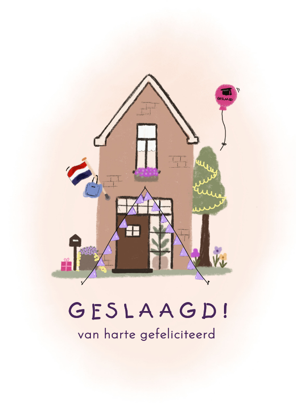 Geslaagd kaart versierde woning - Geslaagd kaarten Geslaagd kaarten - Geslaagd kaart versierde woning