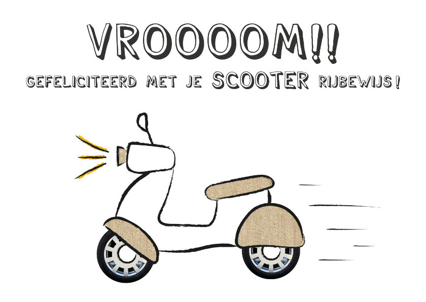 Geslaagd kaarten - Geslaagd kaart voor rijbewijs scooter, vroom!! 