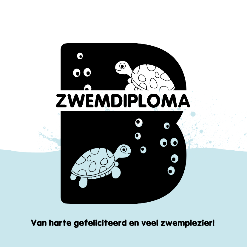 Geslaagd kaart zwemdiploma B opspattend water - Geslaagd kaarten Geslaagd kaarten - Geslaagd kaart zwemdiploma B opspattend water