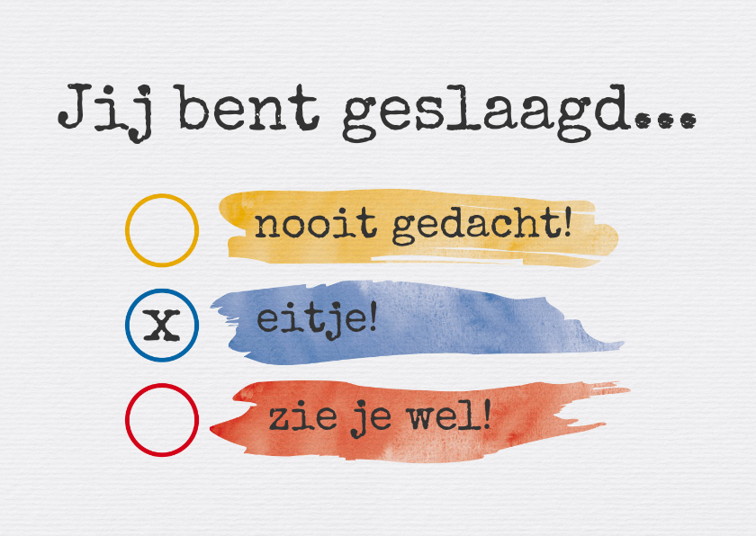 Geslaagd meerkeuze - Geslaagd kaarten Geslaagd kaarten - Geslaagd meerkeuze