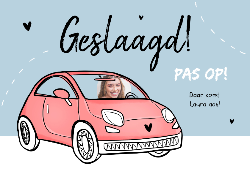 Geslaagd kaarten - Geslaagd rijbewijs felicitatie roze humor foto