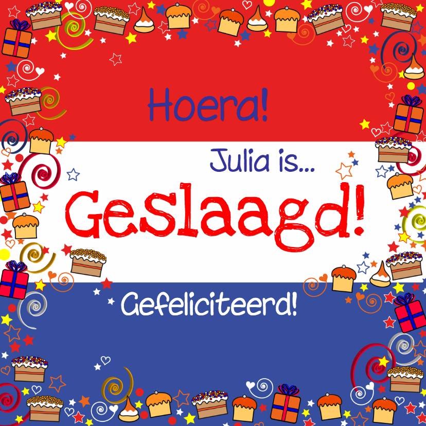 Geslaagd school ROOD WIT BLAUW - Geslaagd kaarten Geslaagd kaarten - Geslaagd school ROOD WIT BLAUW
