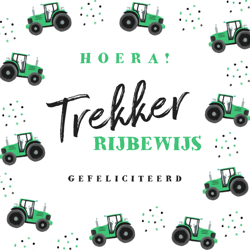 Geslaagd kaarten - Geslaagd tractor rijbewijs hip confetti foto groen